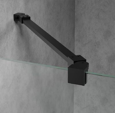 TAILORED T18 ORCA MATT BLACK WETROOM ARM CORNER SWIVEL BRACKETS, 7127